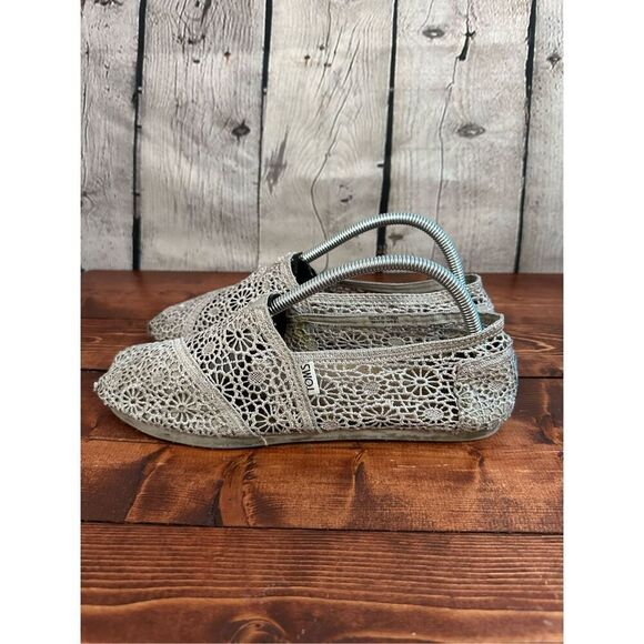TOMS Alpargata Moroccan Natural Crochet Gray Women’s Size 9.5 - Picture 1 of 7